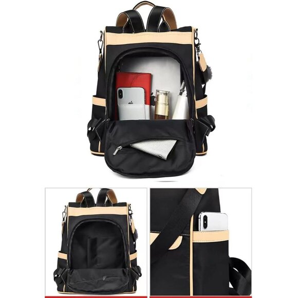 ? Women Black Ladies Backpack Adjustable Straps Fashion Zipper Rather Handbag
